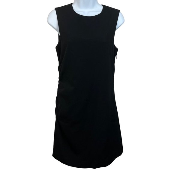 Theory Dresses & Skirts - Theory Little Black Wool Sleeveless Sheath Dress with Side Ruching Size 4